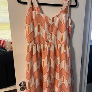 ⭐️2/$15 Annabella Peach and White Chevron Dress